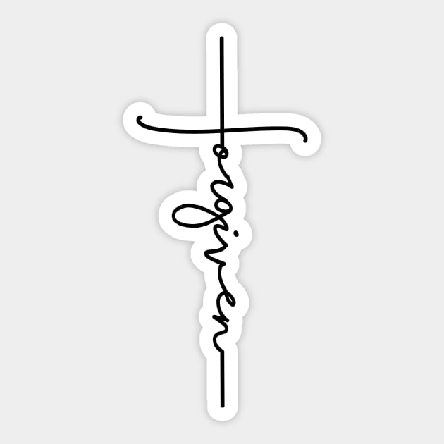 Forgiven Christian Cross Sticker by walkbyfaith